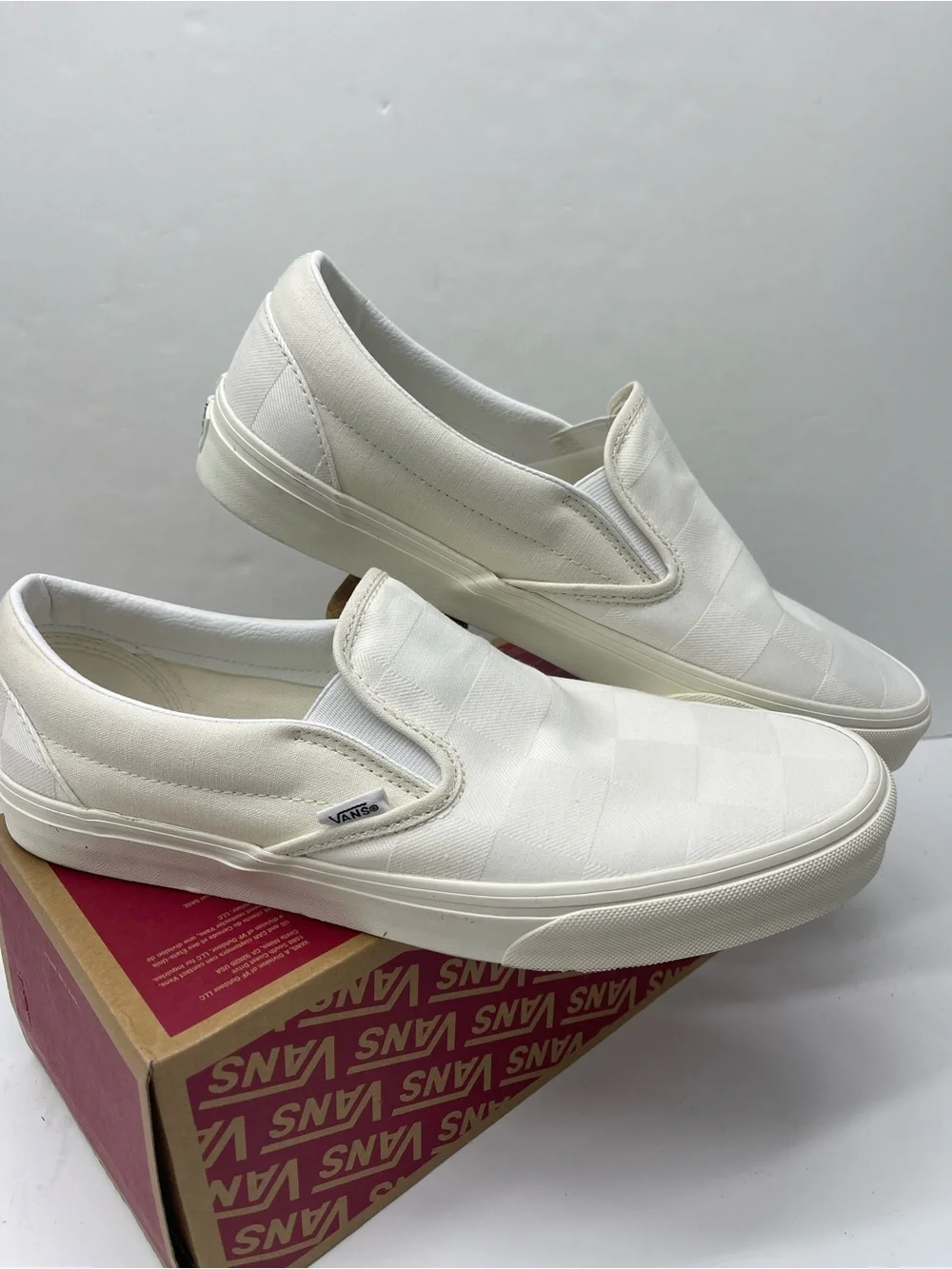 Vans Men’s Sz 12 Classic Slip-0n Mono Checkerboard White VN000D5PCJA Sneakers
